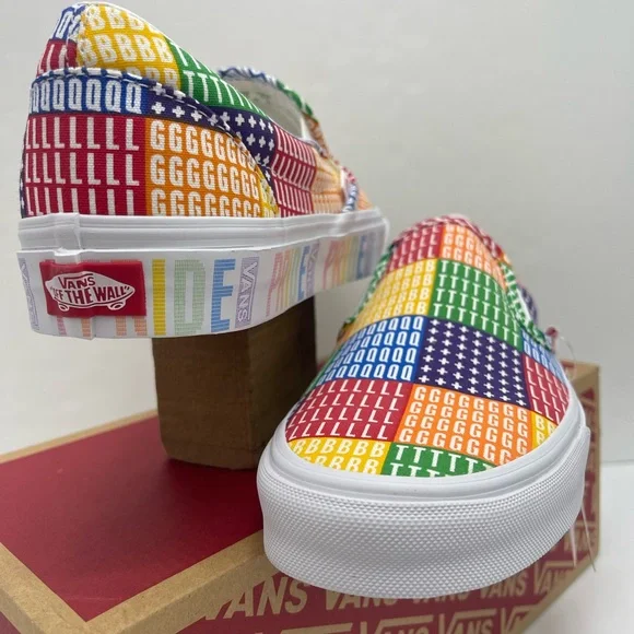 Vans Men’s Multicolor Classic Slip-On (Pride) Multi/True White Sneakers - Picture 9 of 16